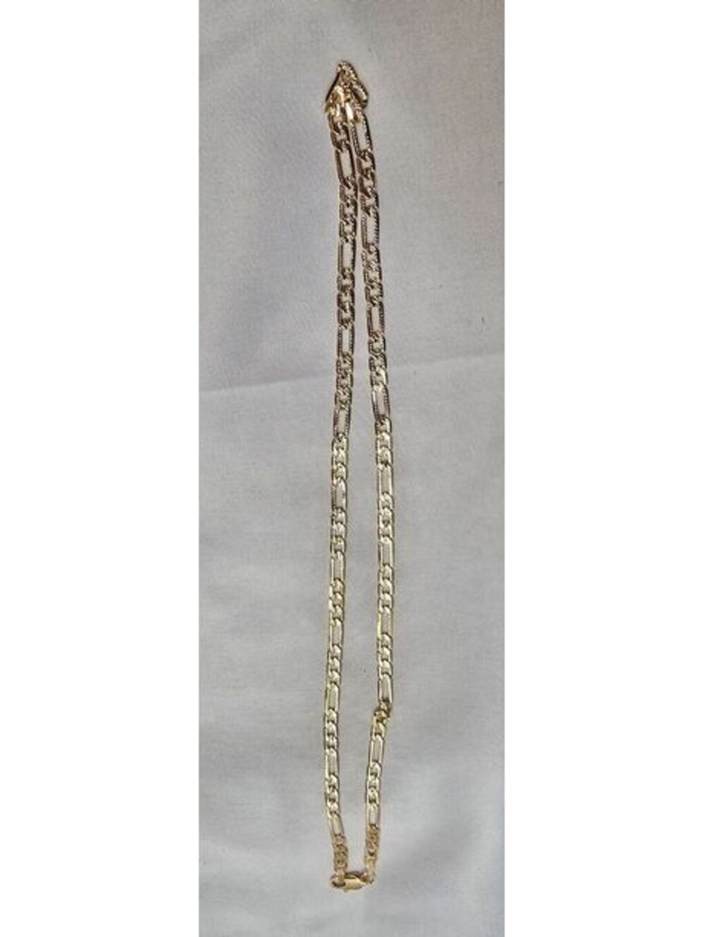 750 Marked Gold Tone Fancy Figaro Chain Necklace 16-17" Untested